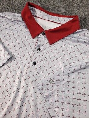 Maelreg Golf Polo Shirt 2XL Performance Stretch Golf Club Print Short Sleeve